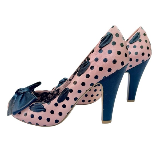Office London Polka Dot Pin-Up Pumps -Size 7- 50s Retro Glam Coquette high heels - Picture 6 of 16